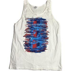 Vintage 90's Single Stitch Tank Top‎ USA Red White Blue Men's XL State O Maine